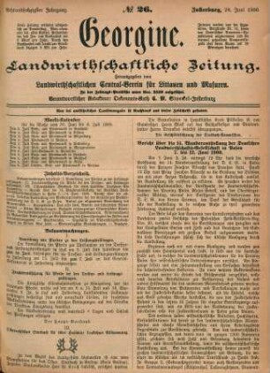 Achtundsechzigster Jahrgang. No. 26. Insterburg, 28. Juni 1900.