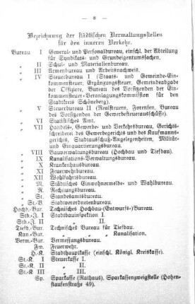 Bezeichnung der städtischen Verwaltungsstellen für den inneren Verkehr