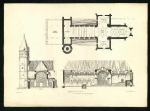 Klosterkirche zu Lorch. Ansichten und Grundriss.