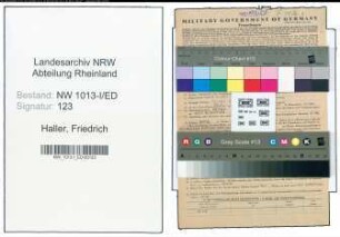 Entnazifizierung Friedrich Haller , geb. 30.07.1921 ()