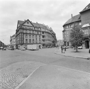 Bautzen, Postplatz mit Blick in die Karl-Marx-Straße : Bautzen. Postplatz mit Blick in die Karl-Marx-Straße