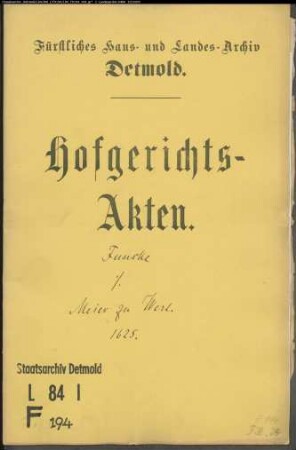 Funcke, Hans zu Wülfer gegen Johann Meier zu Werl - Schuldforderung