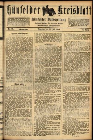 Zweite Ausgabe vom Samstag, den 26. Juli 1924.