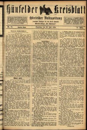 Zweite Ausgabe vom Samstag, den 26. Juli 1924.