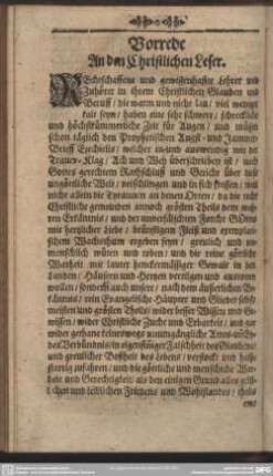 Vorrede An den Christlichen Leser