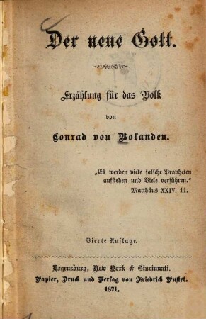 Der neue Gott : Erzählung für das Volk
