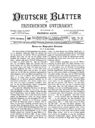 Neues zur Biographie Herbarts