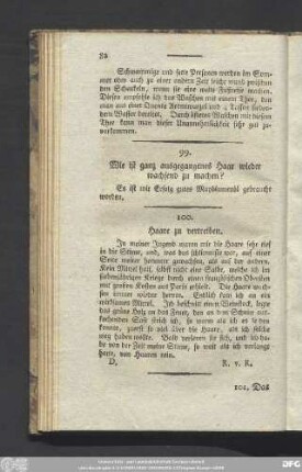 99. Wie ist ganz ausgegangenes Haar wieder wachsend zu machen?