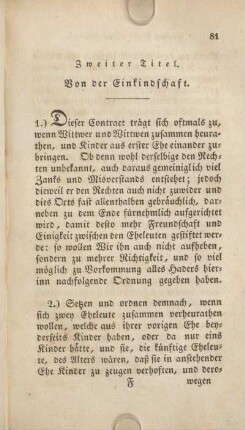 Zweiter Titel. Von der Einkindschaft.