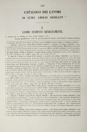 Catalogo dei lavori di Luigi Amelio Sédillot.