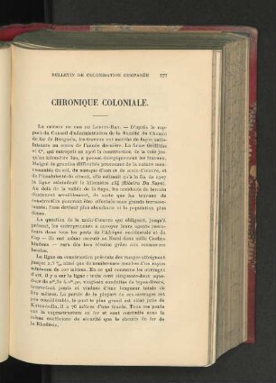 Chronique Coloniale.
