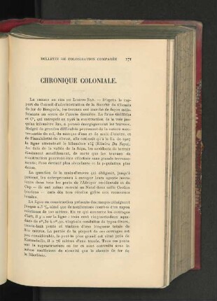 Chronique Coloniale.