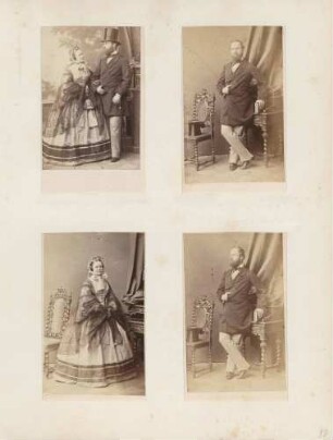 links oben: Königin Luise von Schweden und König Karl XV. von Schweden rechts oben: König Karl XV. von Schweden links unten: Königin Luise von Schweden rechts unten: König Karl XV. von Schweden