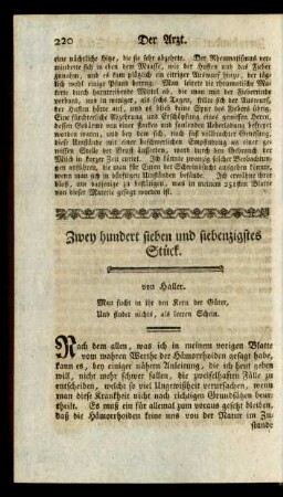 Zwey hundert sieben und siebenzigstes Stück