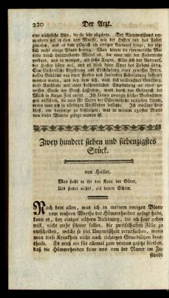 Zwey hundert sieben und siebenzigstes Stück
