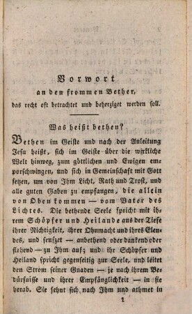 Vollständiges christkatholisches Gebethbuch, 1. Tägliche und sonntägliche Andachtsübungen