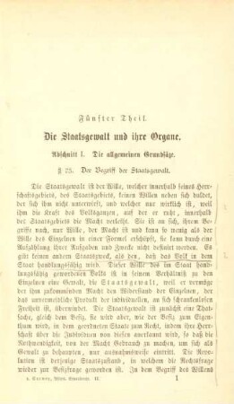 Fünfter Theil. Die Staatsgewalt und ihre Organe