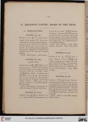 F. Religious papyri: Books of the dead