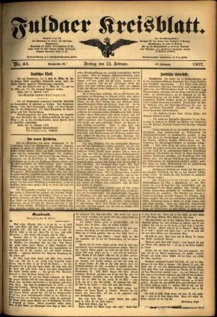 Ausgabe vom Freitag, den 22. Februar 1907.