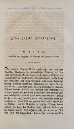 Zwanzigste Vorlesung. Polen