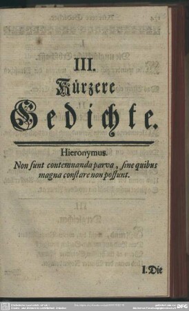 III. Kürzere Gedichte