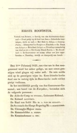 Eerste hoofdstuk. Vertrek van Batavia ...