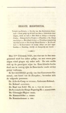 Eerste hoofdstuk. Vertrek van Batavia ...