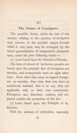 XI. The status of foreigners
