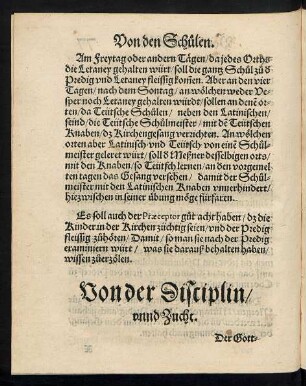 Von der Disciplin/ unnd Zucht.