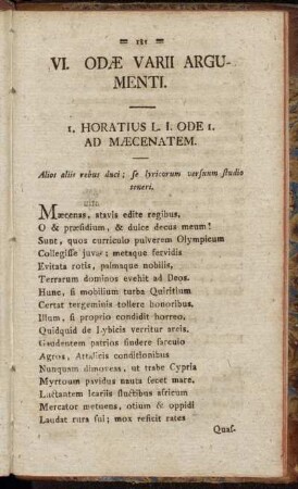 VI. Odæ Varii Argumenti
