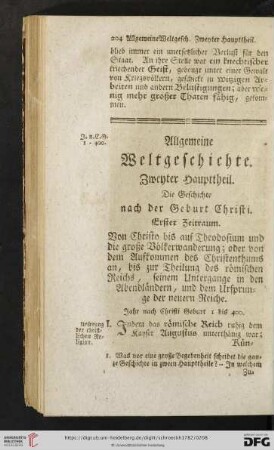 Zweyter Haupttheil: Die Geschichte nach der Geburt Christi