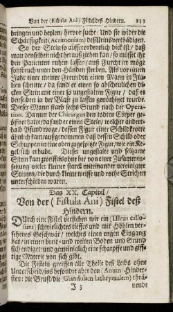 Das XX. Capitel. Von der (Fistula Ani) Fistel deß Hindern.