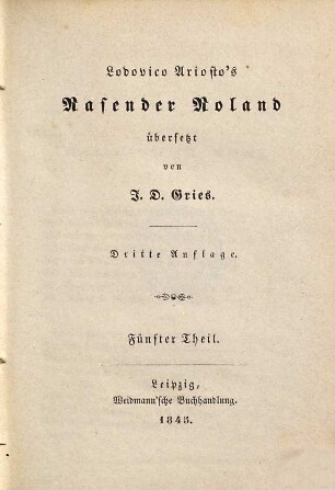 Lodovico Ariosto's Rasender Roland, 5