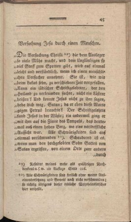 Versuchung Jesu durch einen Menschen.