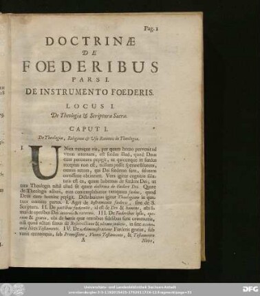 Locus I. De Theologia & Scriptura Sacra.