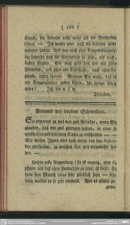 Antwort der beyden Schwestern [II. Briefe]