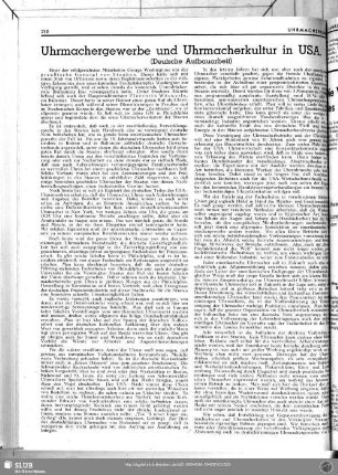 Uhrmachergewerbe und Uhrmacherkultur in USA