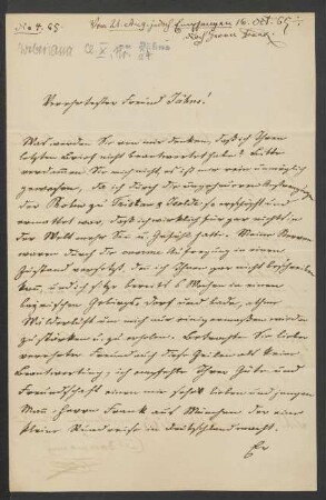 Brief an Friedrich Wilhelm Jähns : 21.08.1865