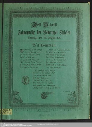Fest-Schrift zur Fahnenweihe der Liedertafel Striesen : Sonntag, den 30. August 1891