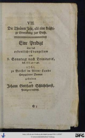 VII. Die Thränen Jesu, als eine kräftige Erweckung zur Buße.