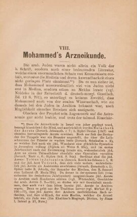 VIII. Mohammed's Arzneikunde