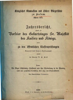Jahres-Bericht : Ostern .... 1874/75 (1875)