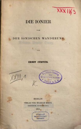 Die Ionier vor der ionischen Wanderung
