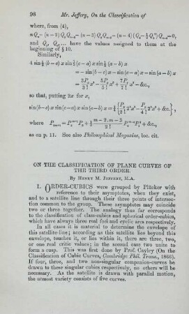 On the classification of plane curves of the third order.
