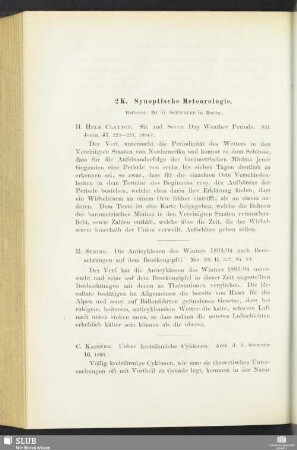 2 K. Synoptische Meteorologie