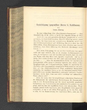 Berichtigung (gegenüber Herrn G. Kahlbaum)