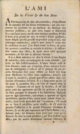 L' Ami De La Vérité Et Du Bon Sens