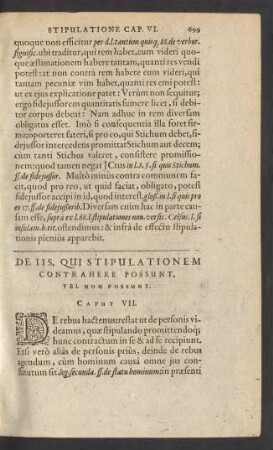De Iis, Qui Stipulationem Contrahere Possunt, Vel Non Possunt. Caput VII.