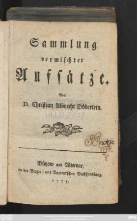 Sammlung vermischter Aufsätze