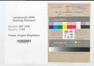 Entnazifizierung Irmgard Magdalena Thiede , geb. 04.06.1897 (Lehrerin)